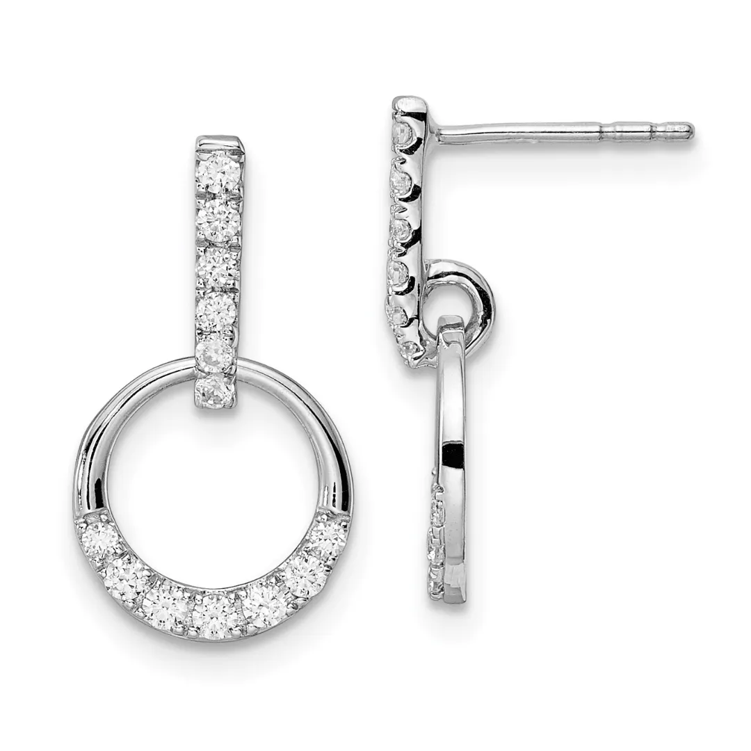 14K White Gold Lab Grown Diamond Dangle Earrings