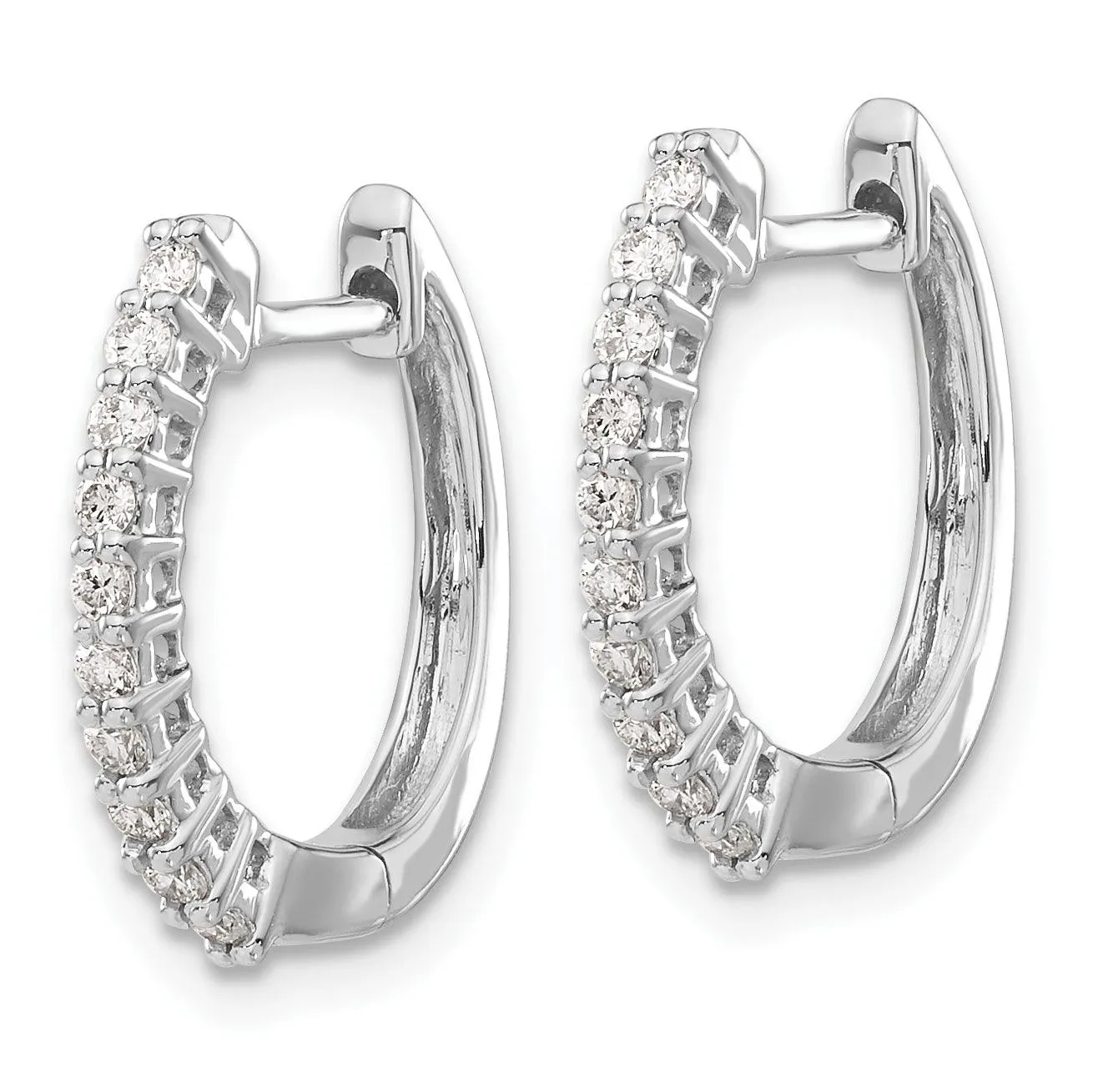 14K White Gold Lab Grown Diamond Hinged Hoop Earrings