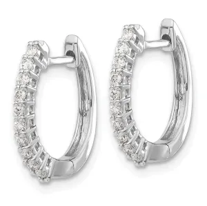 14K White Gold Lab Grown Diamond Hinged Hoop Earrings