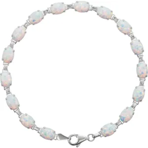 14k White Gold Lab-Grown Opal Line Bracelet