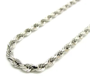 14K White Gold Men's 3.5MM Diamond Cut Ropes Chain