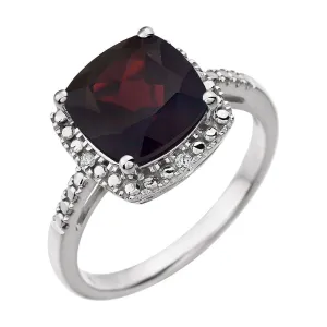 14k White Gold Mozambique Garnet & .03 CTW Diamond Ring , Size 7