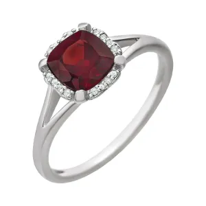 14k White Gold Mozambique Garnet & .05 CTW Diamond Ring, Size 7