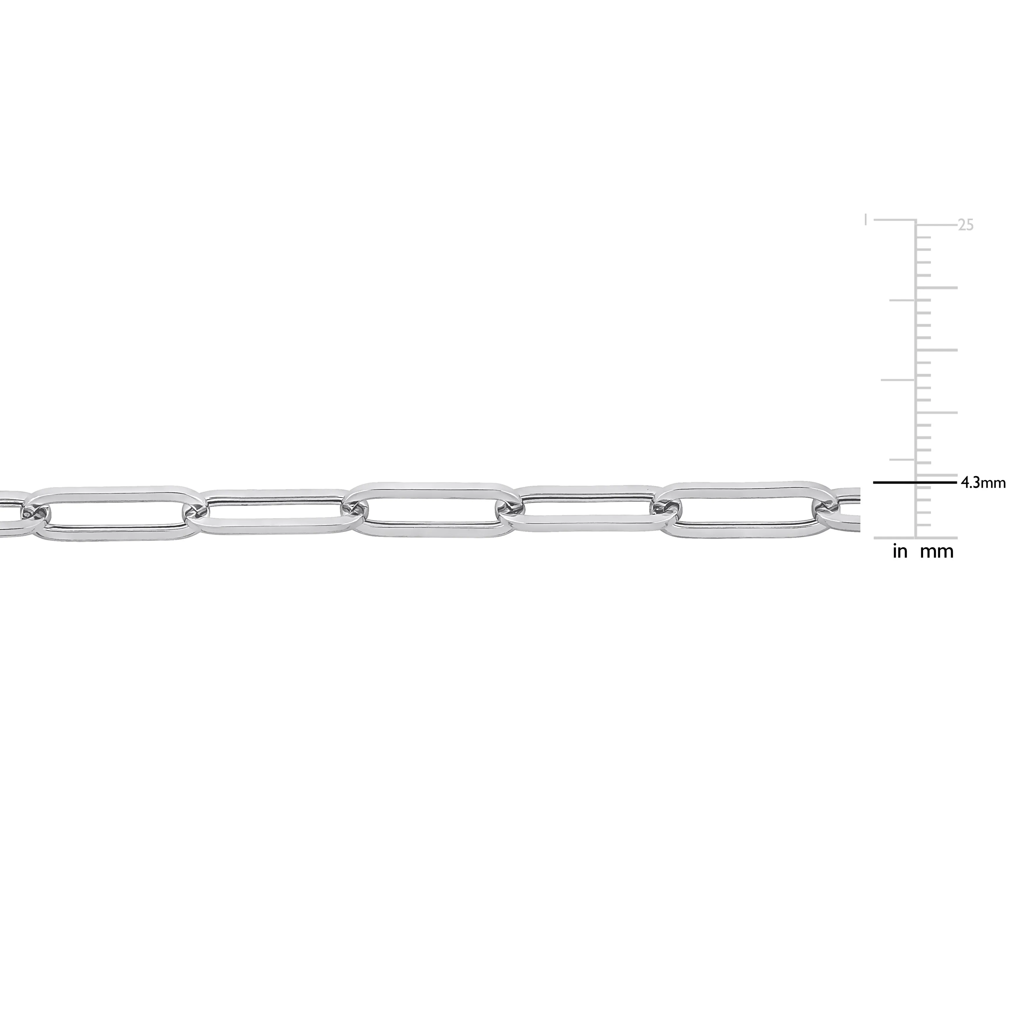 14K White Gold Paperclip Bracelet 4.3 MM