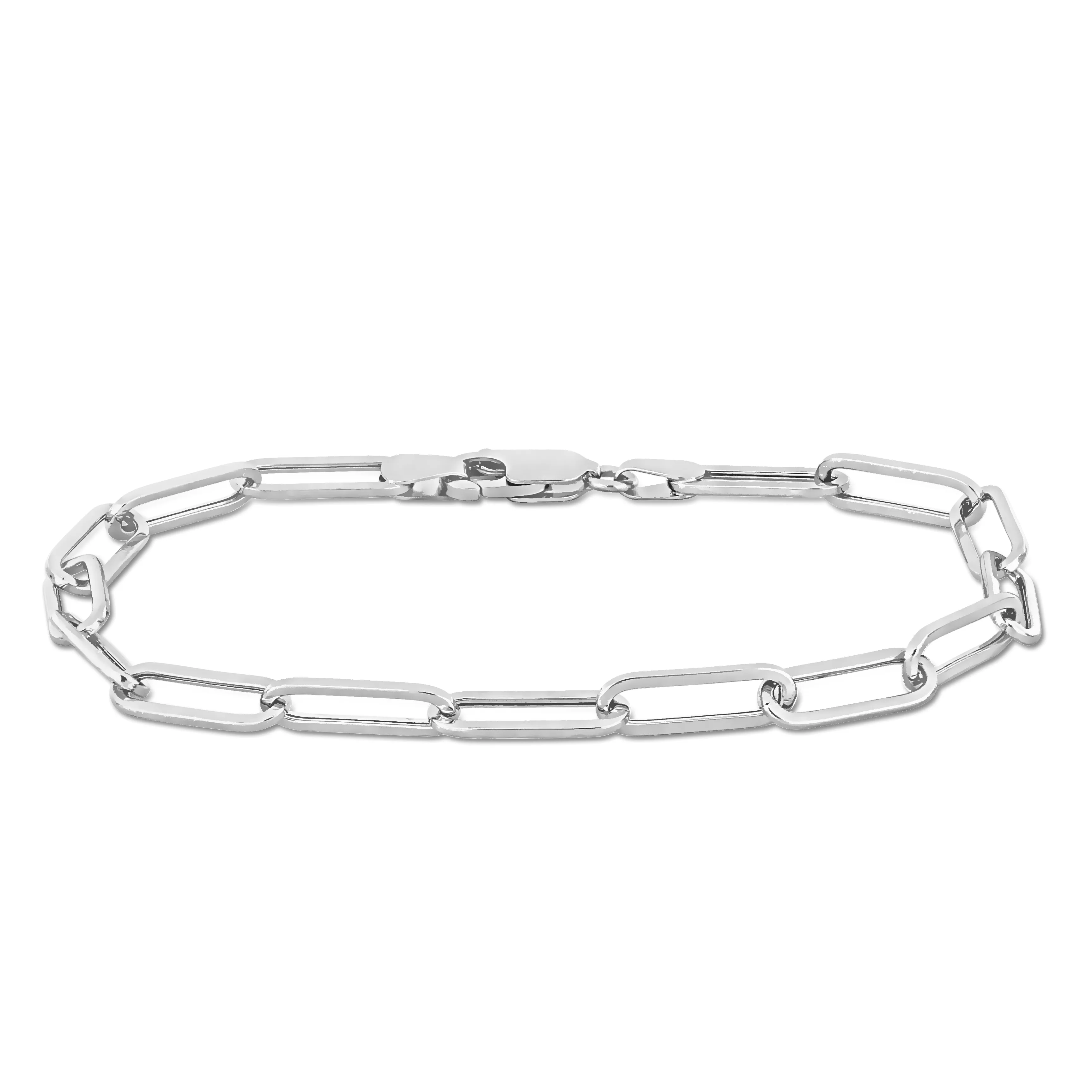 14K White Gold Paperclip Bracelet 4.3 MM
