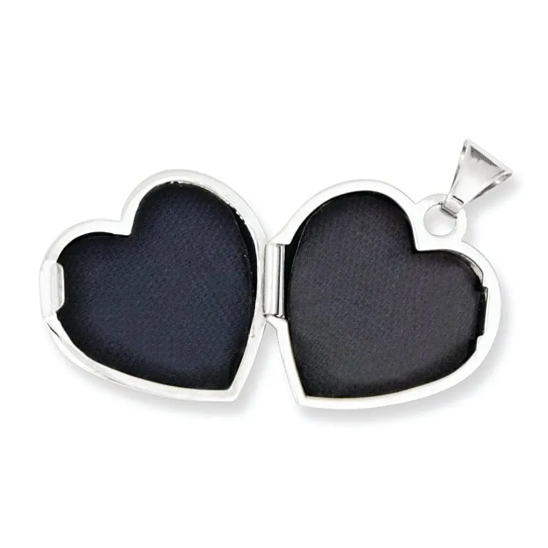 14k White Gold Polished Heart-Shaped Locket