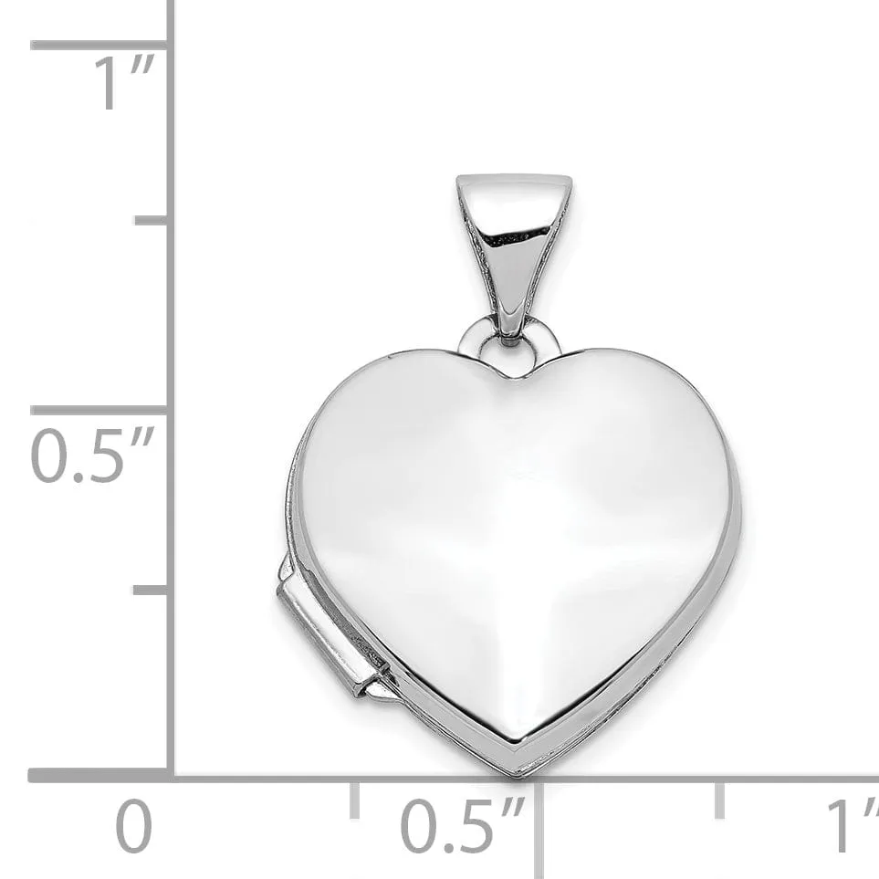 14k White Gold Polished Heart-Shaped Locket