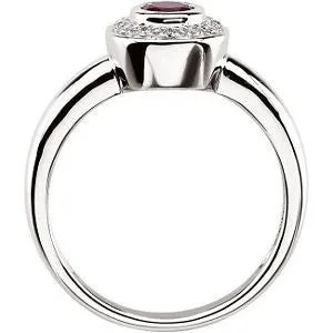 14k White Gold Ruby & .06 CTW Diamond Ring, Size 6