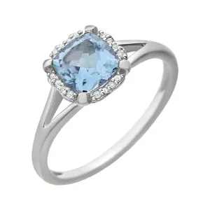 14k White Gold Sky Blue Topaz & .05 CTW Diamond Ring, Size 7