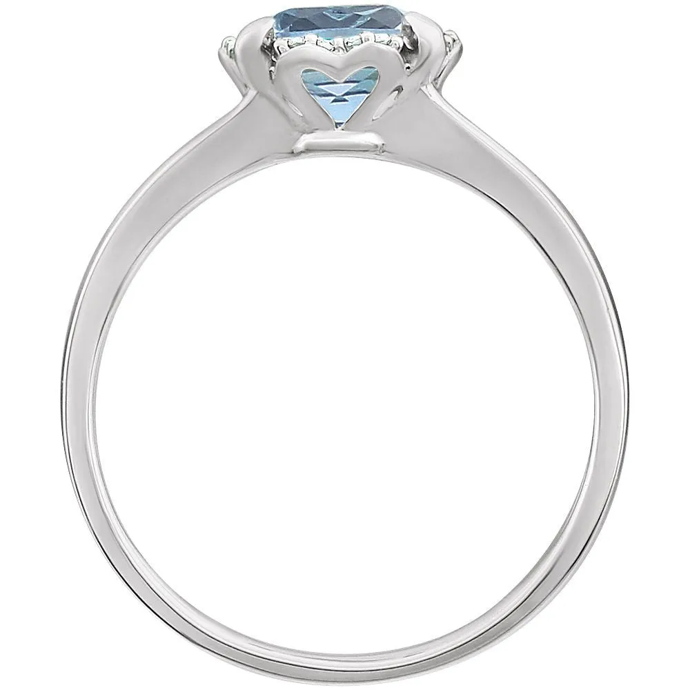 14k White Gold Sky Blue Topaz & .05 CTW Diamond Ring, Size 7