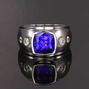 14K White Gold Tanzanite Ring 5.17 Carats designed by Christopher Michael