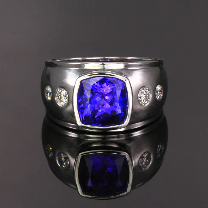 14K White Gold Tanzanite Ring 5.17 Carats designed by Christopher Michael