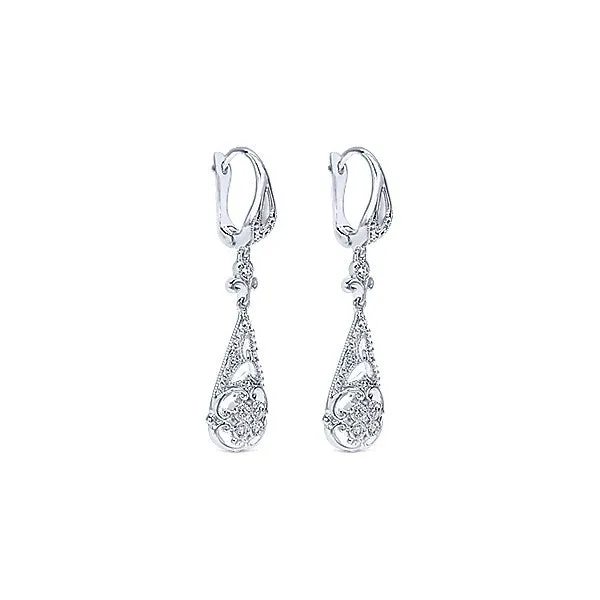 14k White Gold Victorian Drop