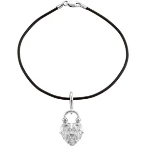 14k White Gold Vintage-Style Heart Design 7" Bracelet