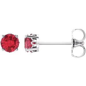 14K White Ruby 4-Prong Scroll Setting® Stud Earrings