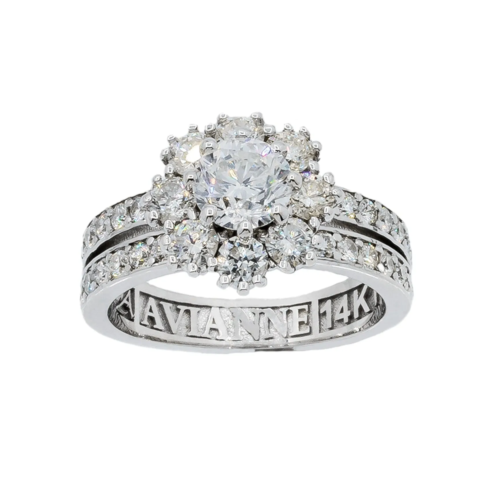 14K White Solid Gold Diamond Engagement Ring 2.01 Ctw
