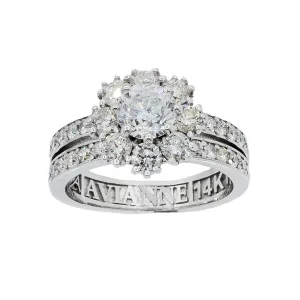 14K White Solid Gold Diamond Engagement Ring 2.01 Ctw