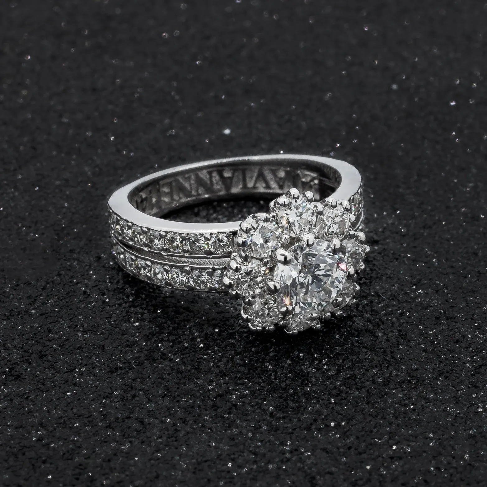 14K White Solid Gold Diamond Engagement Ring 2.01 Ctw
