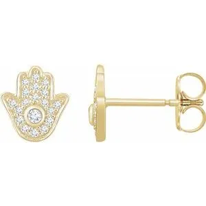 14K Yellow 1/5 CTW Diamond Hamsa Earrings