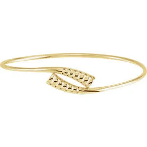 14K Yellow 16.5 mm Bypass Bangle 7" Bracelet