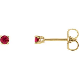 14K Yellow 2.5 mm Round Ruby Earrings
