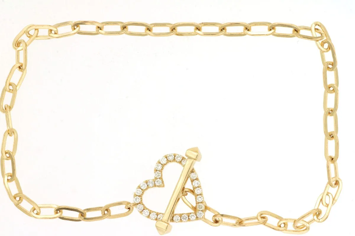 14K Yellow Diamond Heart Bracelet