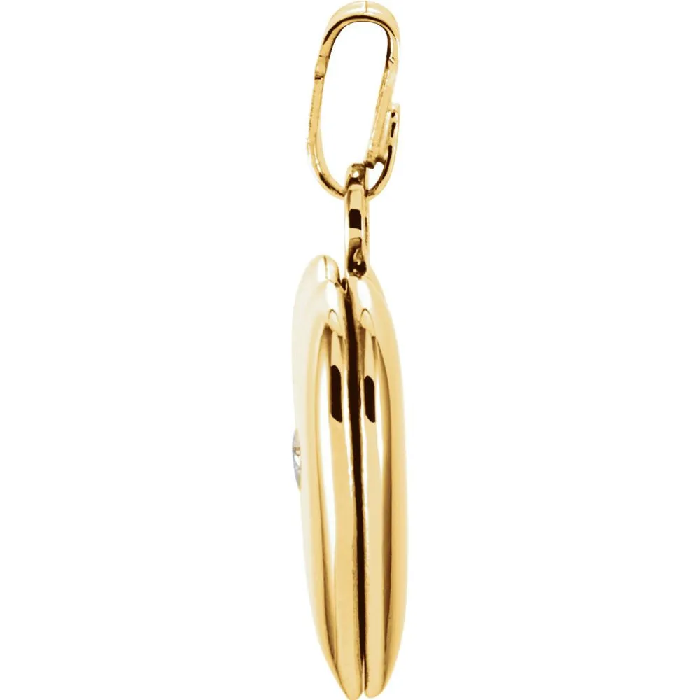 14k Yellow Gold .005 CTW Diamond Heart Shaped Locket