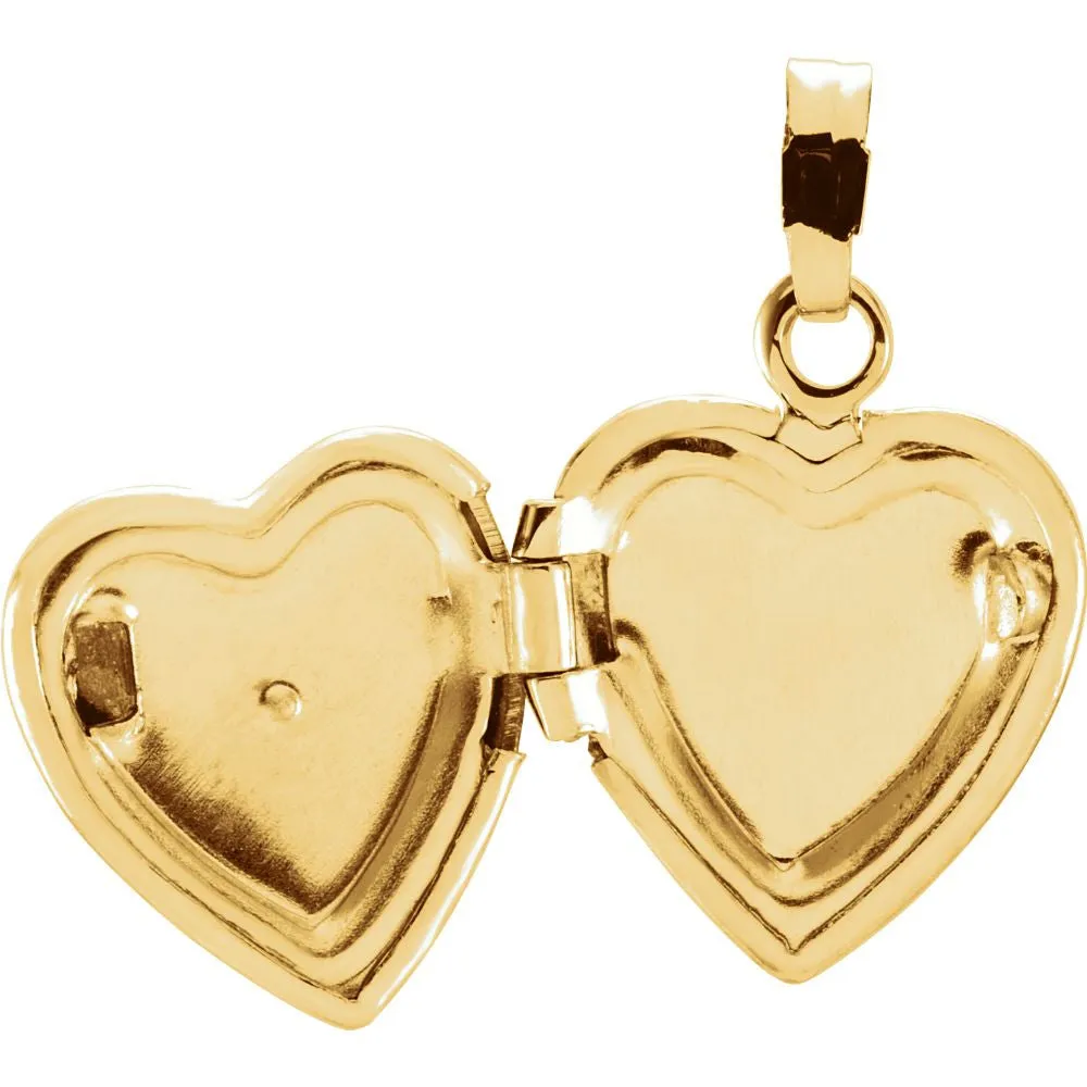 14k Yellow Gold .005 CTW Diamond Heart Shaped Locket