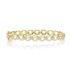 14K Yellow Gold 0.25 Carat Diamond Link Bangle