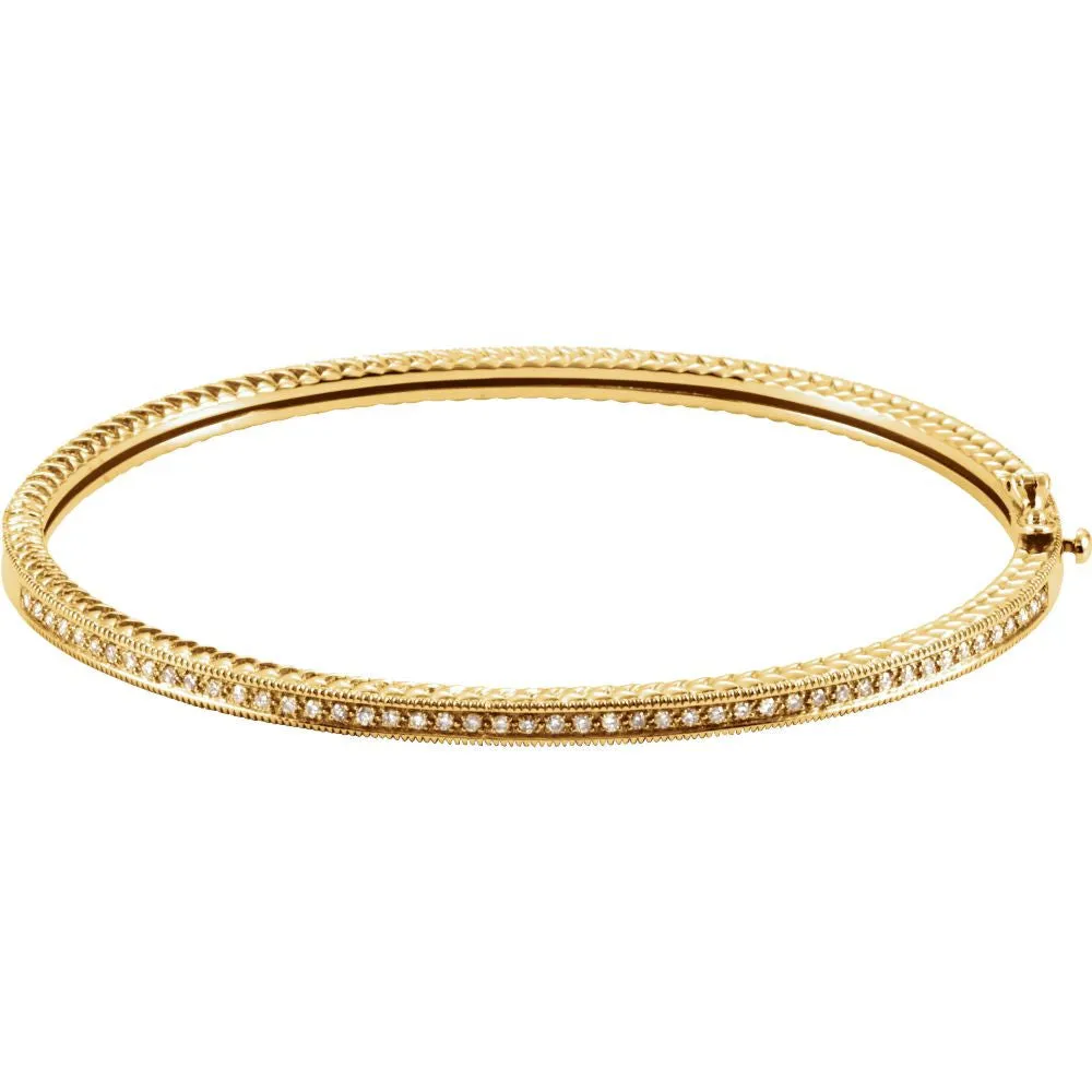 14k Yellow Gold 1/3 CTW Diamond Bangle Bracelet