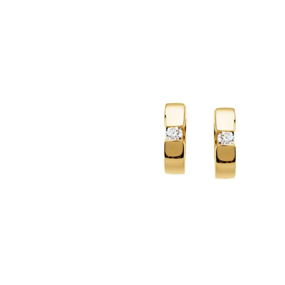 14k Yellow Gold 1/5 CTW Diamond Hoop Earrings