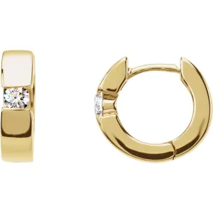 14k Yellow Gold 1/5 CTW Diamond Hoop Earrings