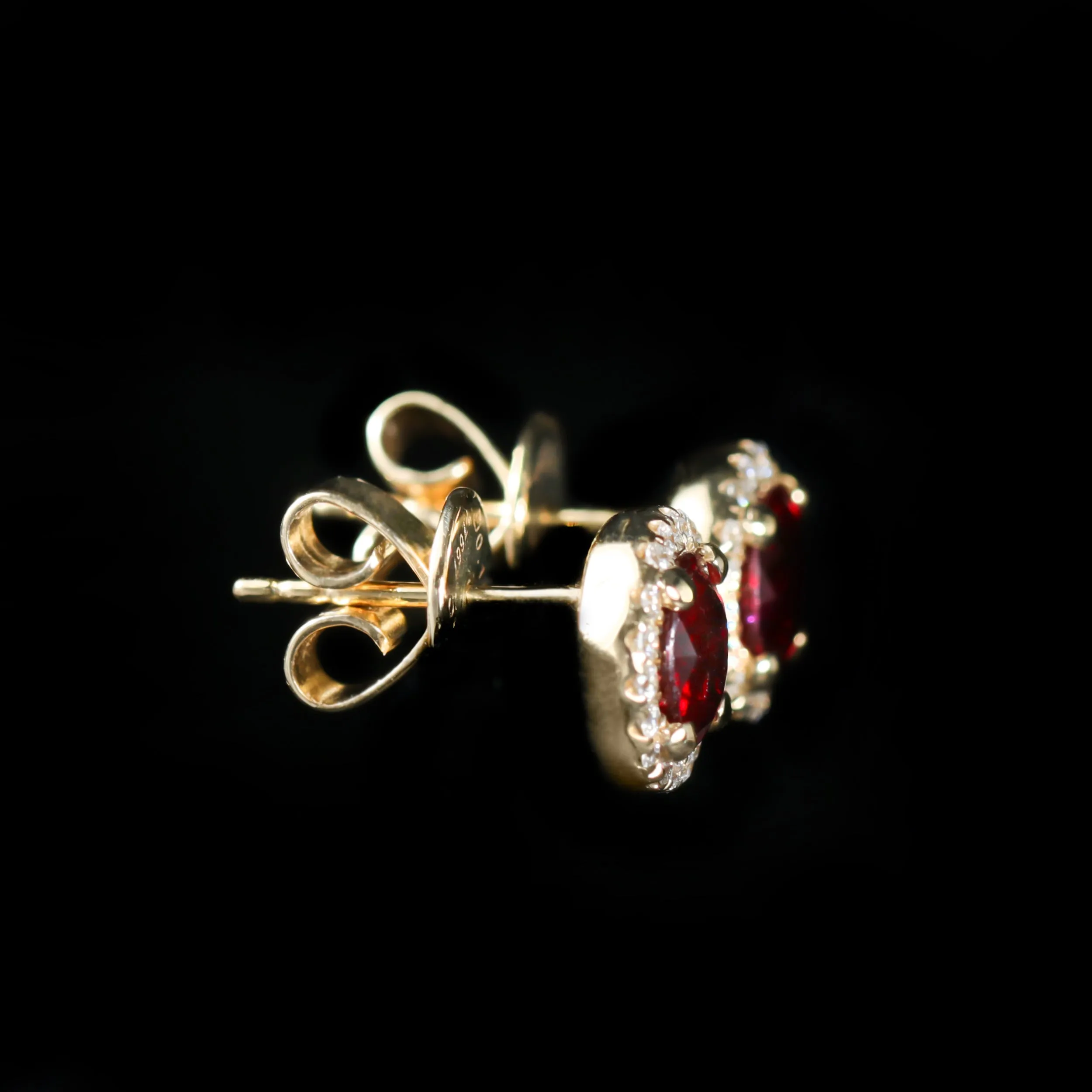 14K Yellow Gold 1.70 CTW Ruby and Diamond Stud Earrings