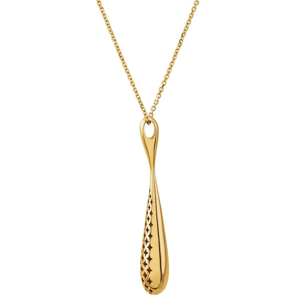14k Yellow Gold 40x8.3mm Teardrop-Shaped 18" Necklace