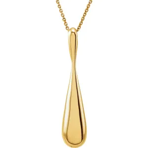 14k Yellow Gold 40x8.3mm Teardrop-Shaped 18" Necklace