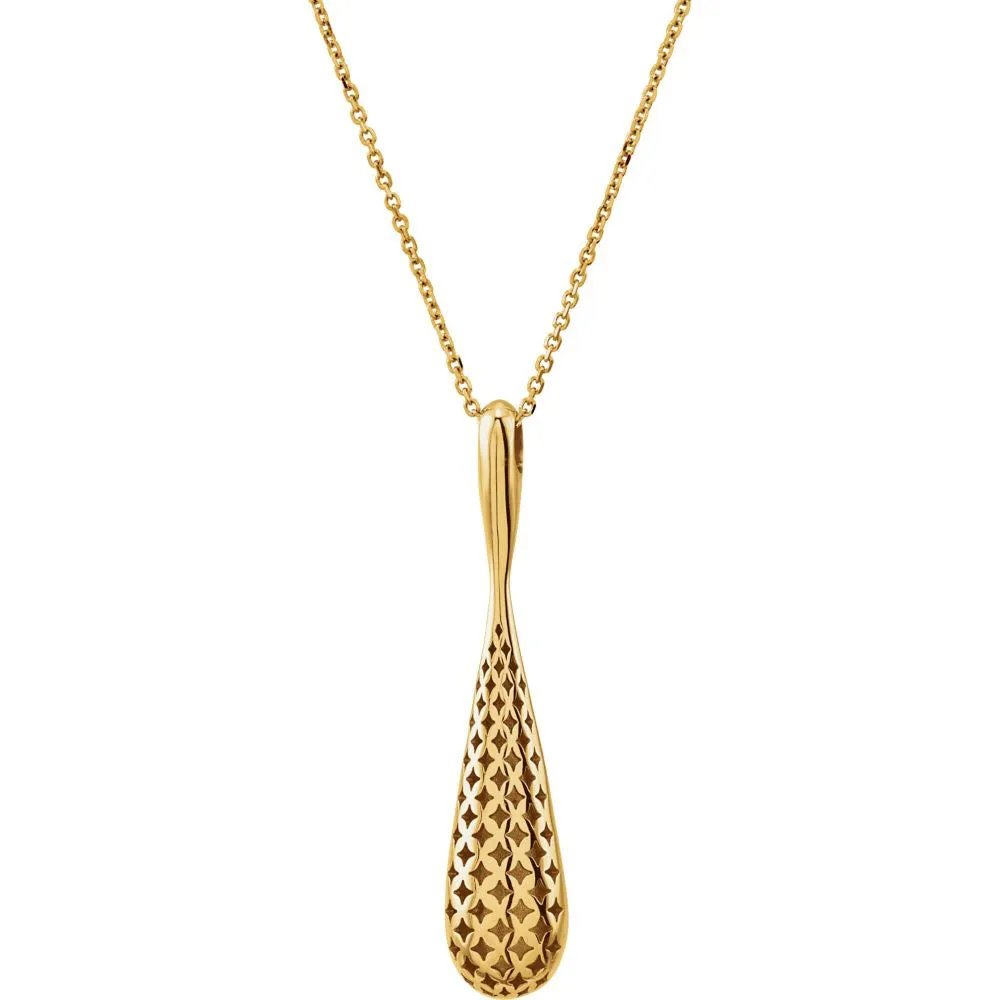 14k Yellow Gold 40x8.3mm Teardrop-Shaped 18" Necklace
