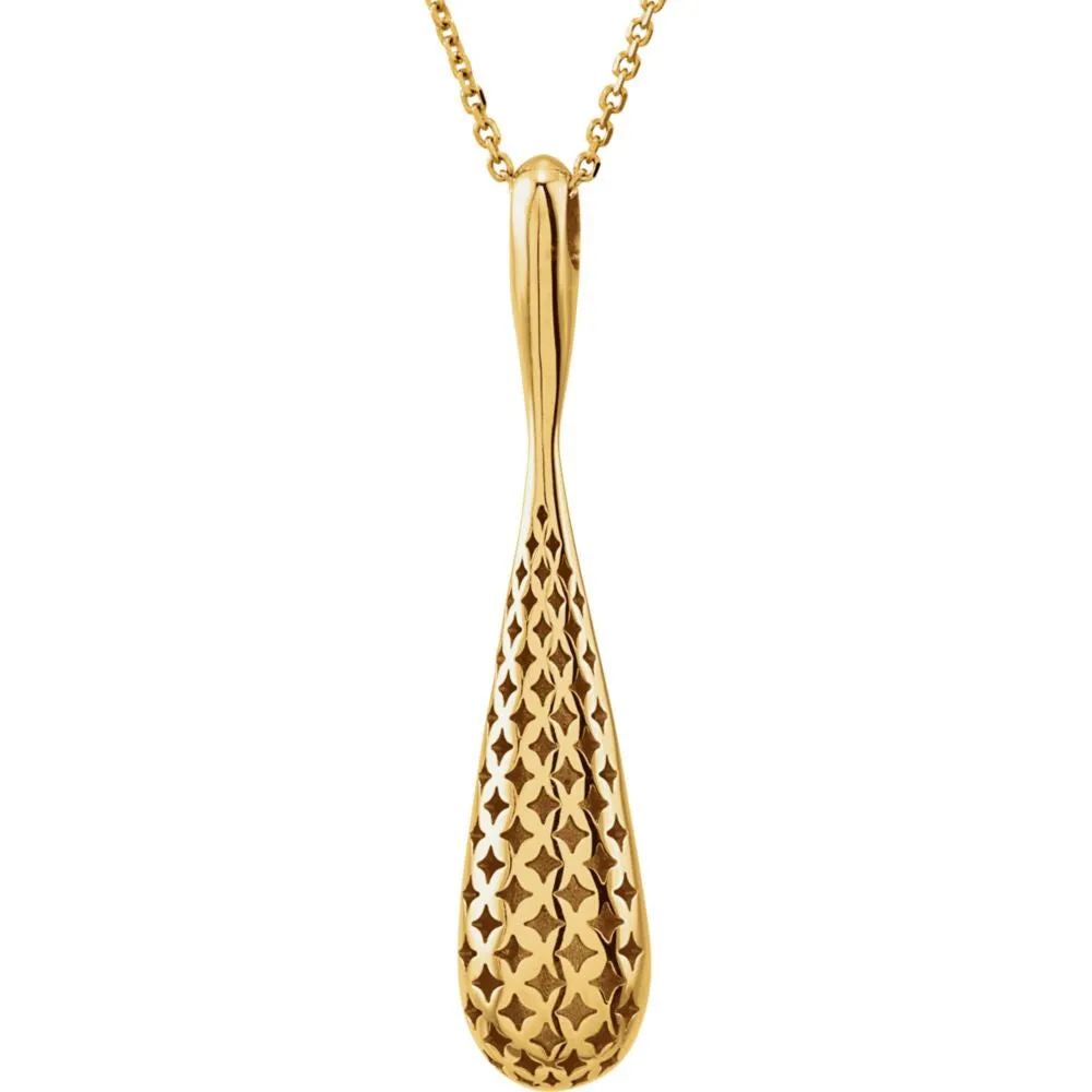14k Yellow Gold 40x8.3mm Teardrop-Shaped 18" Necklace