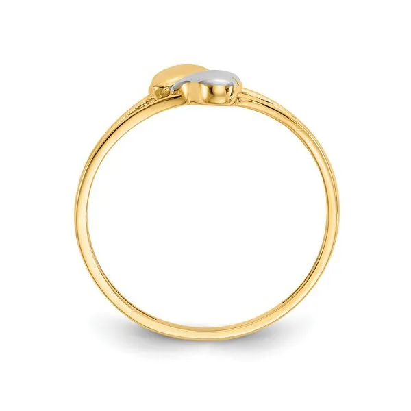 14K Yellow Gold and Rhodium Plated Double Heart Ring