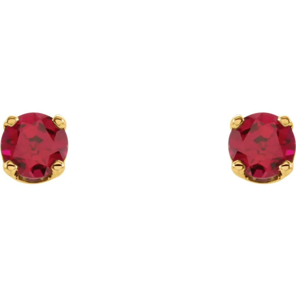14k Yellow Gold Chatham® Lab-Grown Ruby Youth Earrings