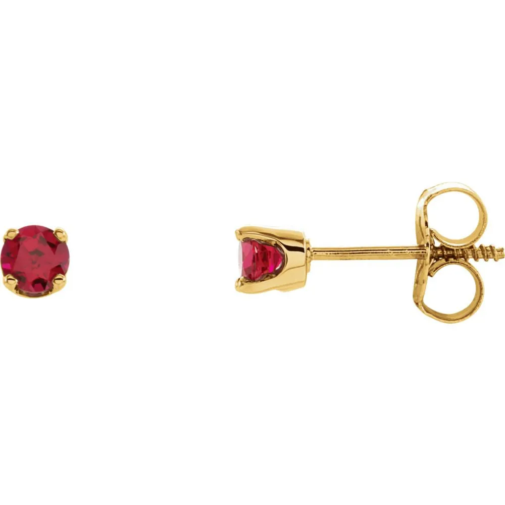 14k Yellow Gold Chatham® Lab-Grown Ruby Youth Earrings