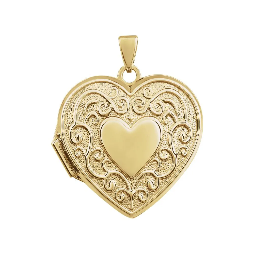 14k Yellow Gold Heart Shaped Locket