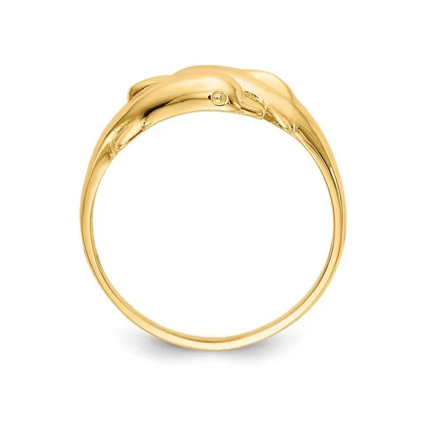 14K Yellow Gold High Polish Double Dolphin Ring