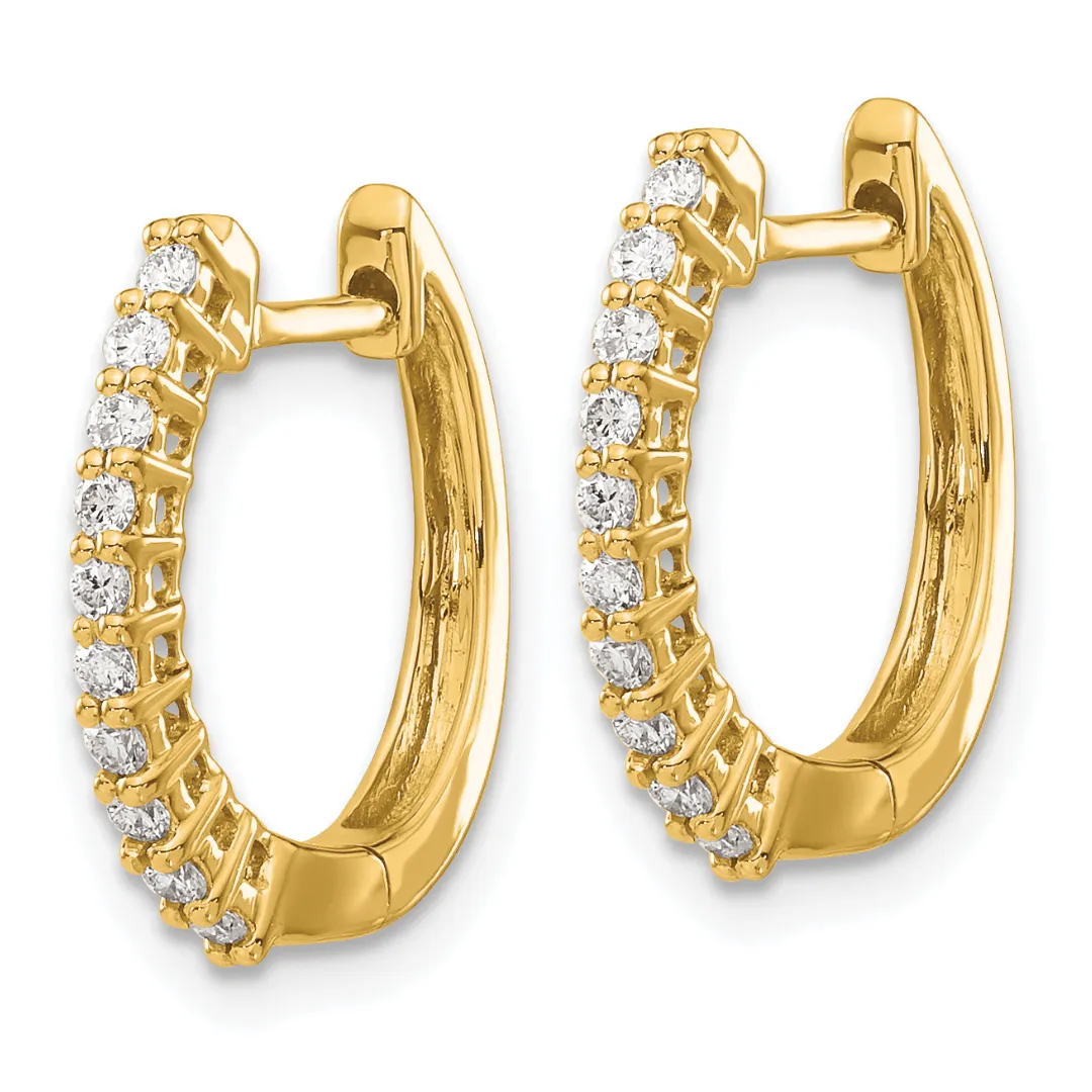 14K Yellow Gold Lab Diamond Hinged Hoop Earrings