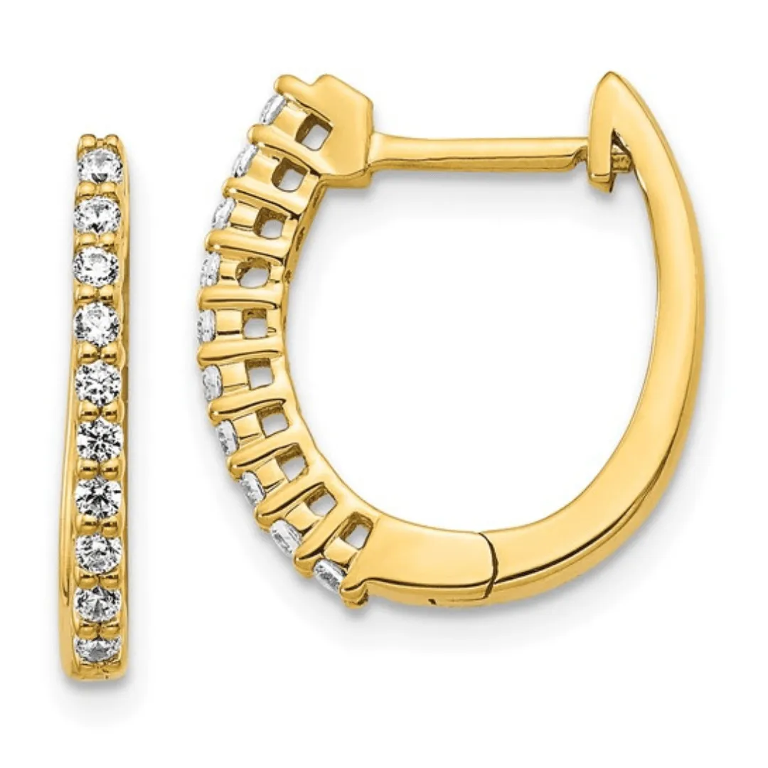 14K Yellow Gold Lab Diamond Hinged Hoop Earrings