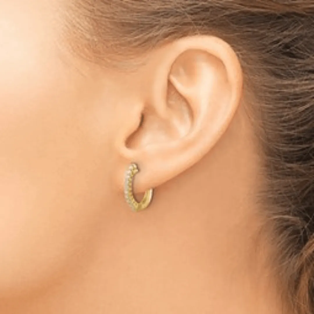 14K Yellow Gold Lab Diamond Hinged Hoop Earrings