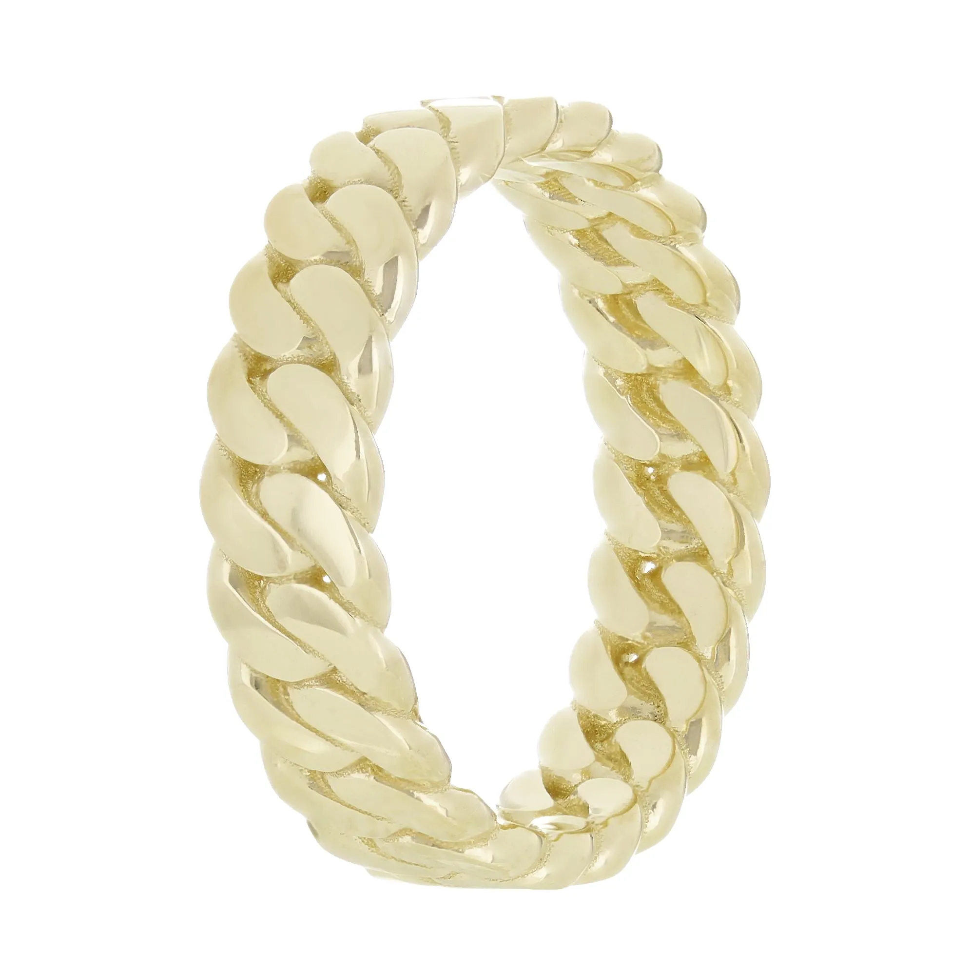 14k Yellow Gold Miami Cuban Ring Curb Link Band 6.7mm Ring Sizes 6-12