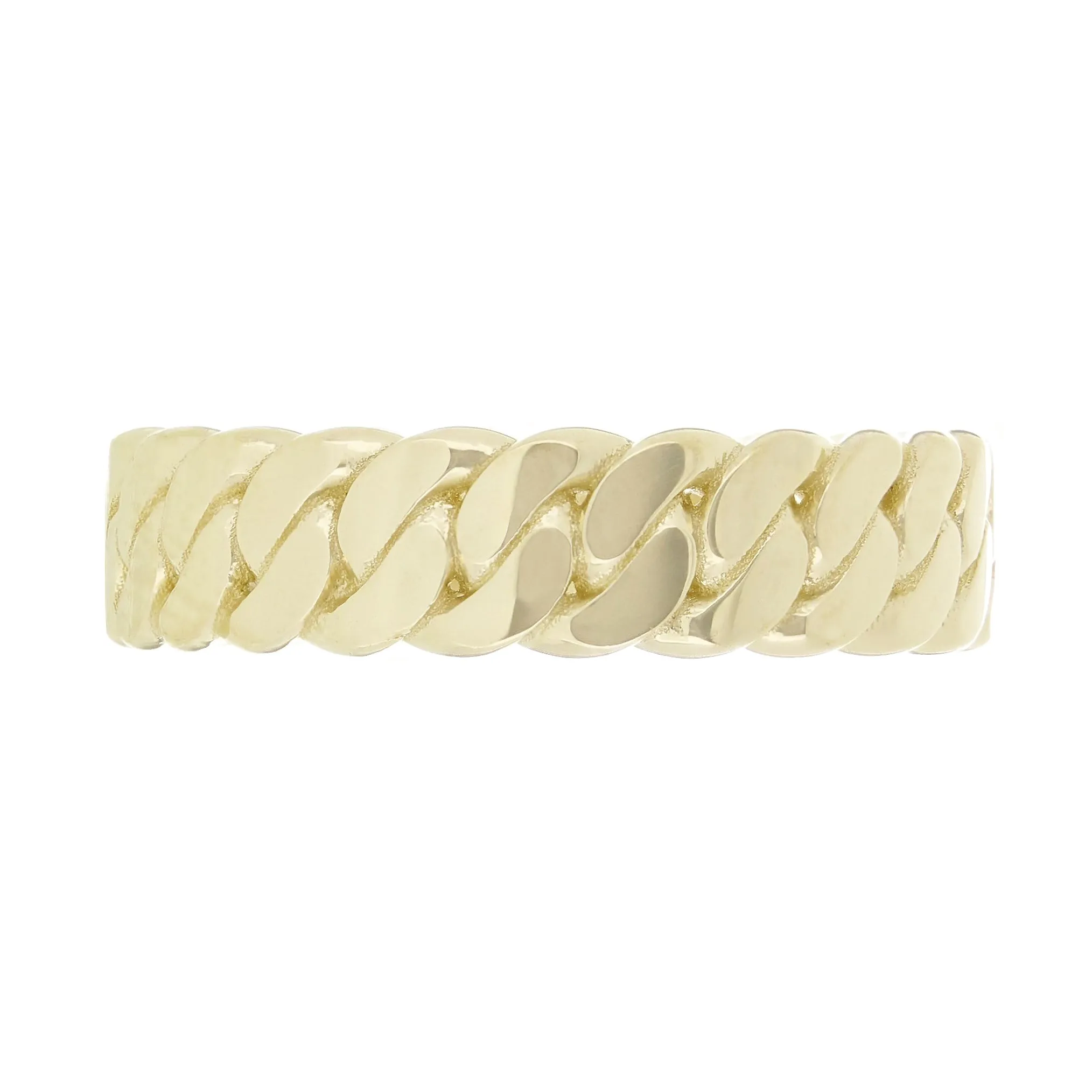 14k Yellow Gold Miami Cuban Ring Curb Link Band 6.7mm Ring Sizes 6-12