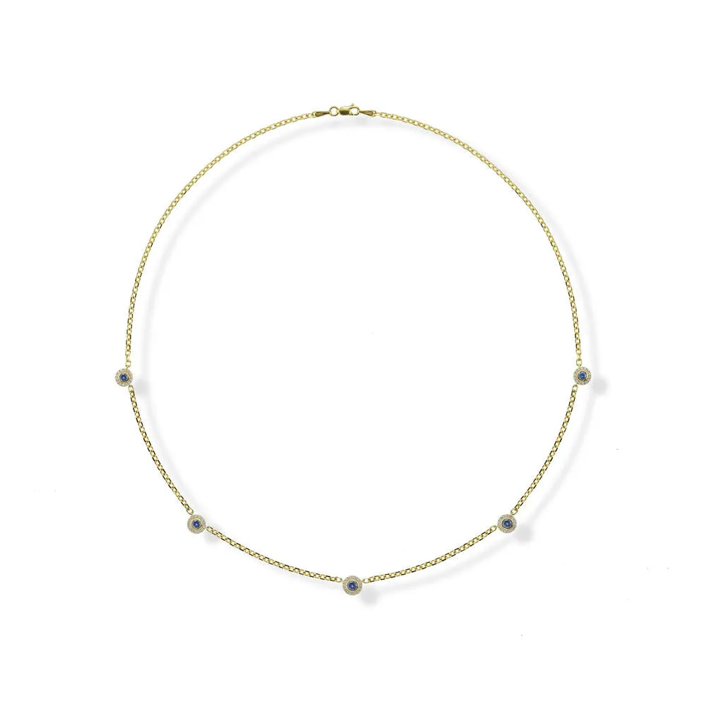 14K Yellow Gold Montana Sapphire/Diamond Neckpiece