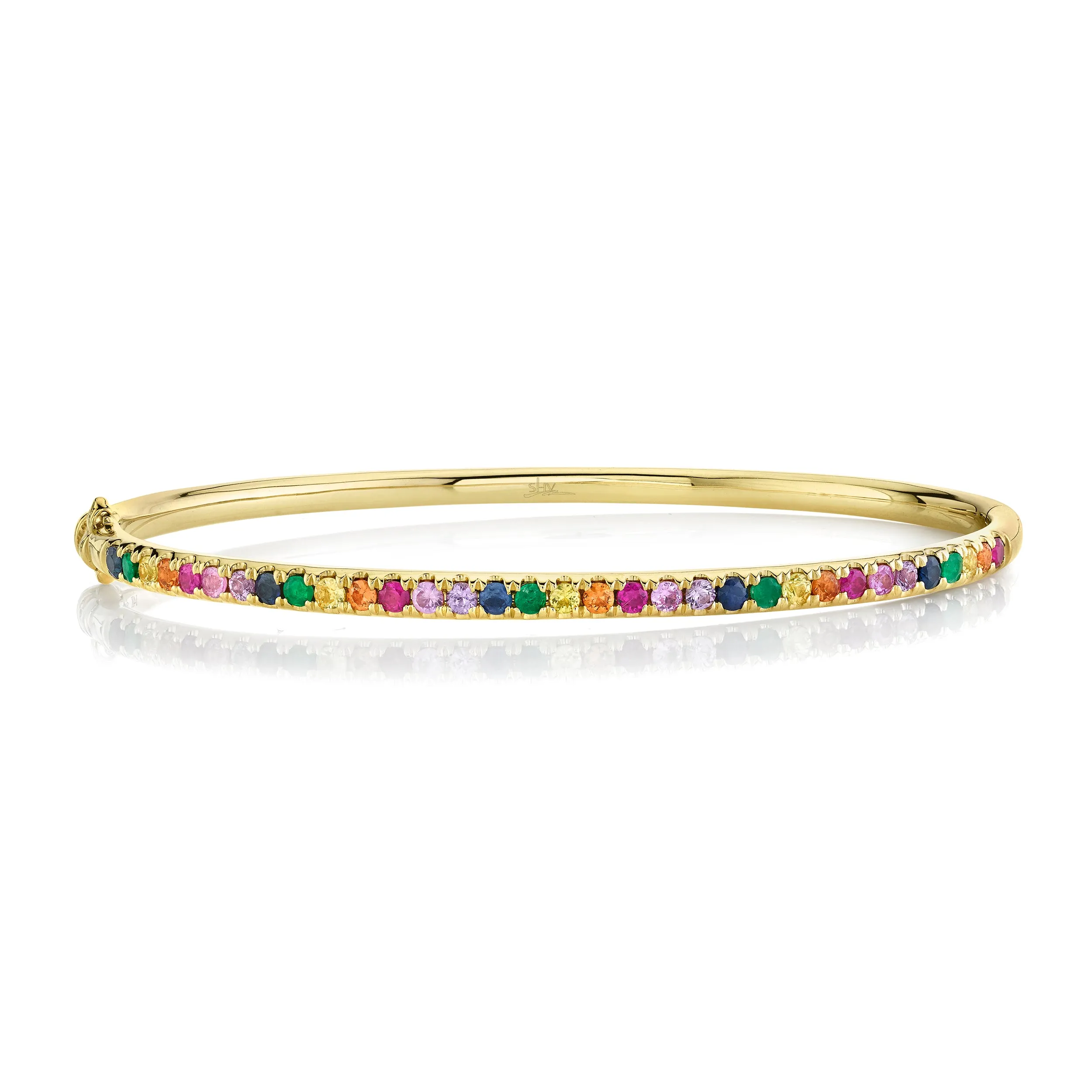 14K Yellow Gold Rainbow Bangle