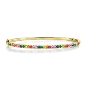 14K Yellow Gold Rainbow Bangle